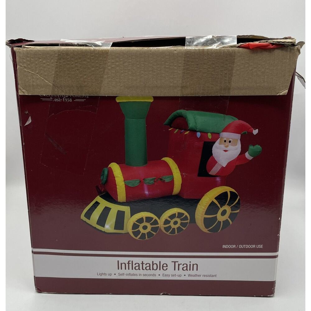 Enchanted Forest Train Santa Christmas Inflatable Airblown Yard Decoration 6.5’